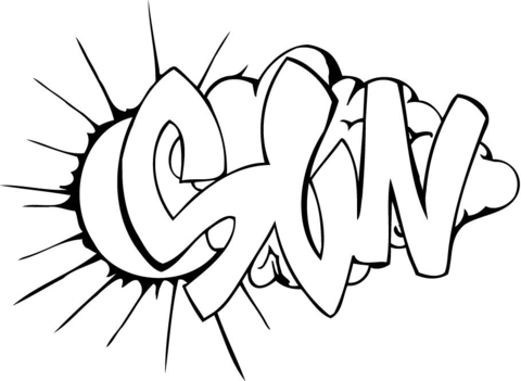 Sun Graffiti  Coloring Page